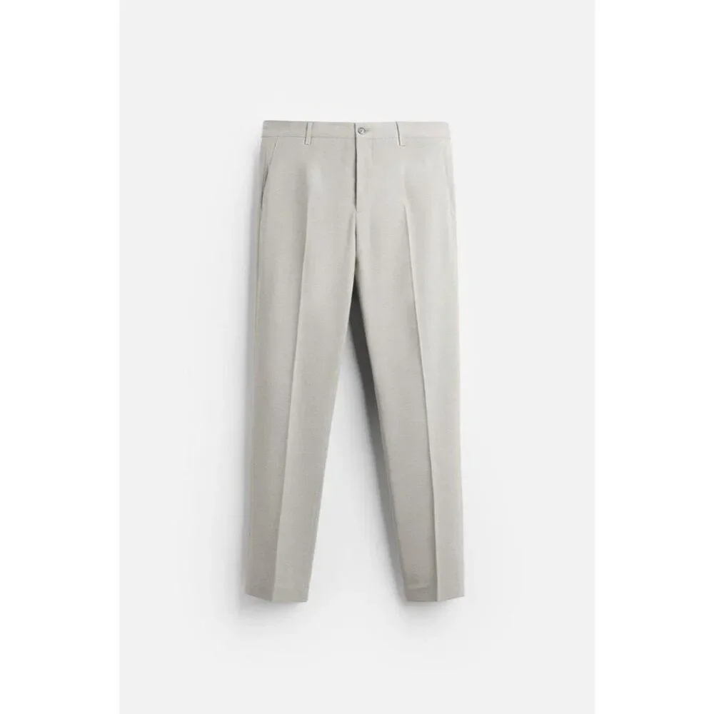 Zara Mens Trouser Pants Size EU 40 US 31 Stone Grey Textured Fabric 5338/252 NWT
